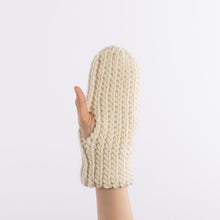 Load image into Gallery viewer, Crocheted big rib mittens in Ivory