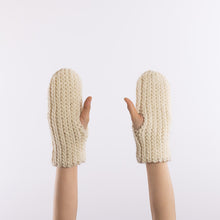 Load image into Gallery viewer, Crocheted big rib mittens in Ivory