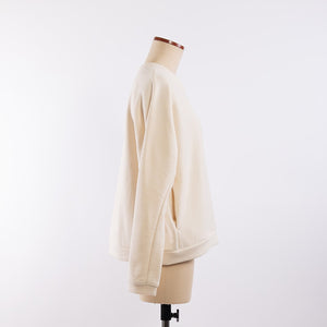 Cotton/Wool Crew neck sweat in Ecru