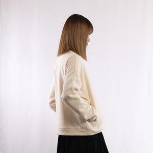 Cotton/Wool Crew neck sweat in Ecru