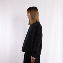Load image into Gallery viewer, Cotton/Wool crew neck sweat in Black
