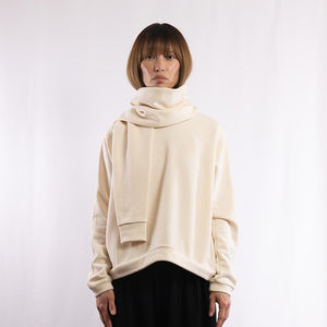 Cotton/Wool Sweat sleeve scarf in Ecru