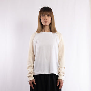 Cotton/Wool Sweat sleeve scarf in Ecru