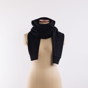 Cotton/Wool Sweat sleeve scarf in Black