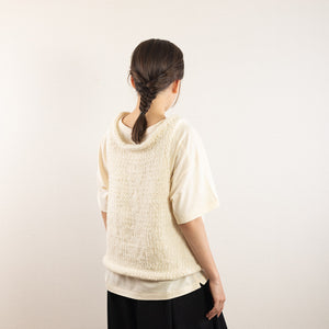 Wool/Alpaca roving yarn hand knitted tank in Ivory