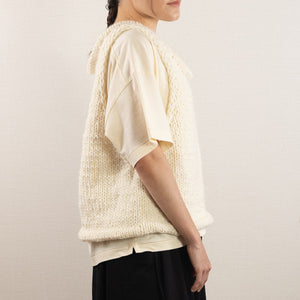 Wool/Alpaca roving yarn hand knitted tank in Ivory