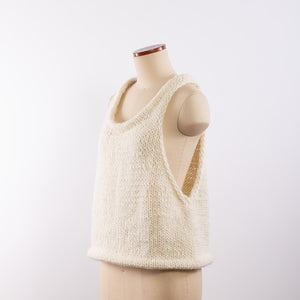 Wool/Alpaca roving yarn hand knitted tank in Ivory