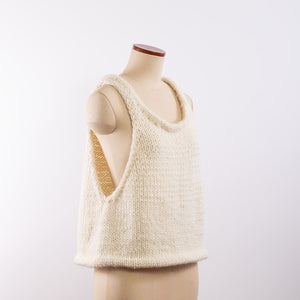 Wool/Alpaca roving yarn hand knitted tank in Ivory