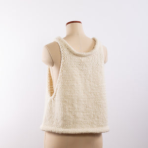 Wool/Alpaca roving yarn hand knitted tank in Ivory