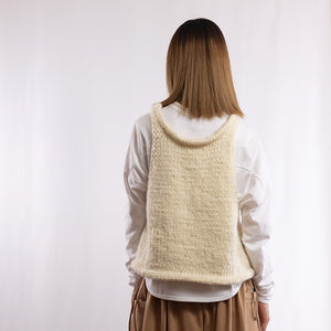 Wool/Alpaca roving yarn hand knitted tank in Ivory