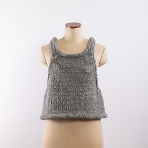 Wool/Alpaca roving yarn hand knitted tank in Gray