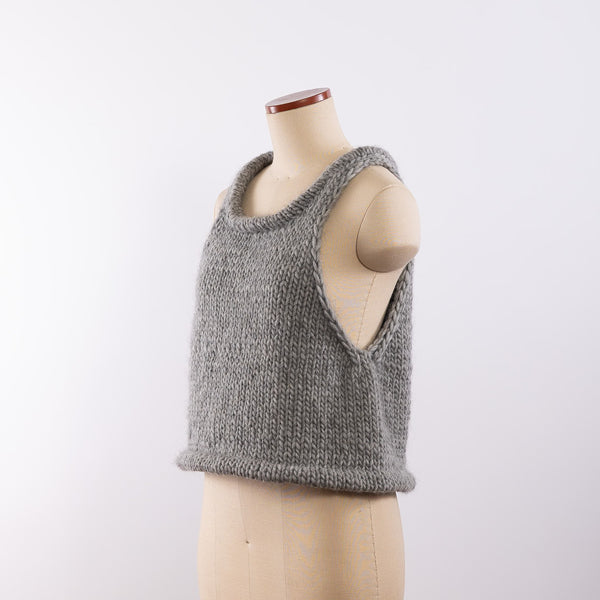 Wool/Alpaca roving yarn hand knitted tank in Gray