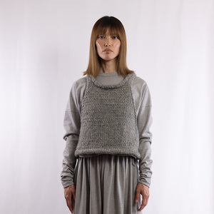 Wool/Alpaca roving yarn hand knitted tank in Gray