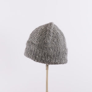 Wool/Alpaca roving yarn hand-knitted bell shaped beanie in Gray