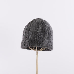 Hand knitted bell shaped beanie in Gray