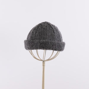 Hand knitted bell shaped beanie in Gray