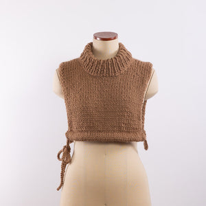 Baby alpaca hand knitted around neck warmer in Camel