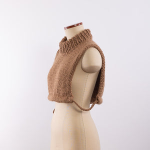 Baby alpaca hand knitted around neck warmer in Camel