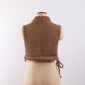 Baby alpaca hand knitted around neck warmer in Camel