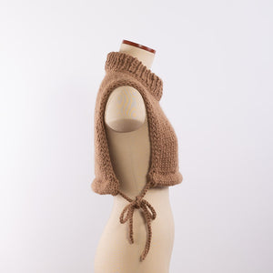 Baby alpaca hand knitted around neck warmer in Camel