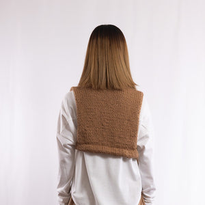 Baby alpaca hand knitted around neck warmer in Camel