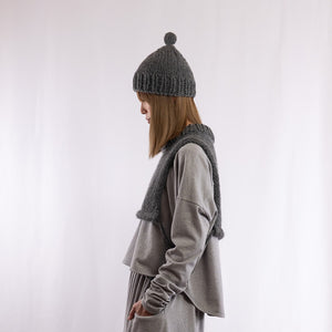 Baby alpaca hand knitted around neck warmer in Gray