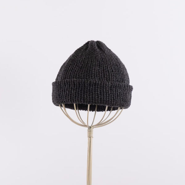 A simple shallow beanie in Charcoal