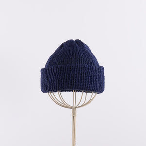 Reversible shallow beanie in Navy x Sage