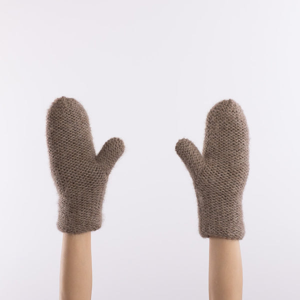 Baby alpaca mix purl stitch mittens in Taupe