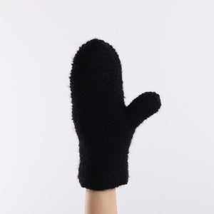 Baby alpaca mix purl stitch mittens in Black