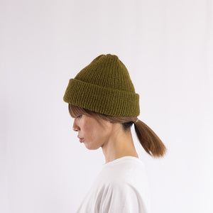 Baby alpaca mix a simple fluffy beanie in Olive