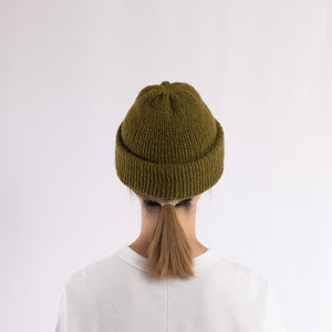 Baby alpaca mix a simple fluffy beanie in Olive