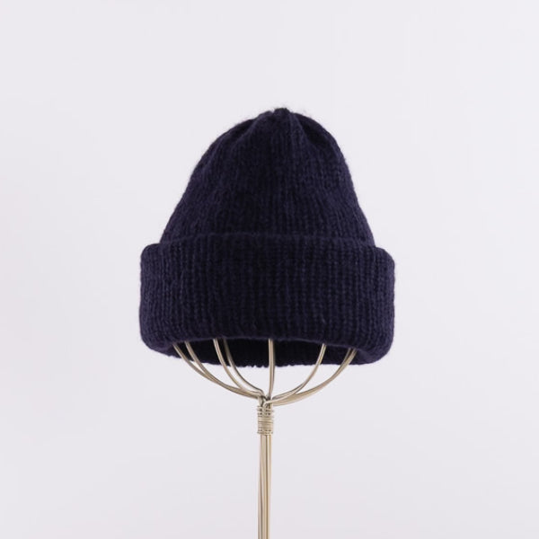 Baby alpaca mix a simple fluffy beanie in Navy